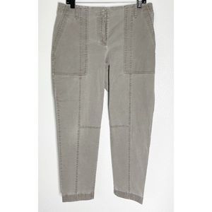 Eileen Fisher Gray Cropped Chino Pants Cotton Tencel Mid Rise Size Medium